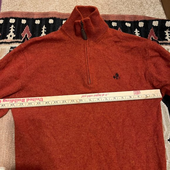 100% Pumpkin Orange Lambswool Half-zip sweater leather elbow patches VVGUC - Picture 7 of 7